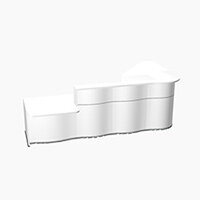 Wave Modern Design L-Shaped Reception Desk White Counter Top with Left Low Level Section Top & High Gloss White Front W3310xD1825xH1103mm Wave Modern Design L-Shaped Reception Desk White Counter Top with Left Low Level Section Top & High Gloss White Front W3310xD1825xH1103mm