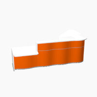 Wave Modern Design L-Shaped Reception Desk White Counter Top with Left Low Level Section Top & High Gloss Orange Front W3310xD1825xH1103mm Wave Modern Design L-Shaped Reception Desk White Counter Top with Left Low Level Section Top & High Gloss Orange Front W3310xD1825xH1103mm