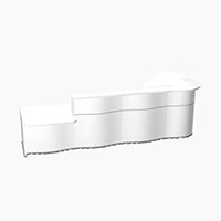 Wave Modern Design L-Shaped Reception Desk White Counter Top with Left Low Level Section & High Gloss White Front W3750xD1807xH1103mm Wave Modern Design L-Shaped Reception Desk White Counter Top with Left Low Level Section & High Gloss White Front W3750xD1807xH1103mm