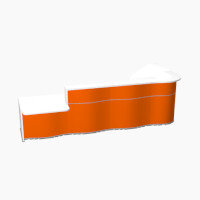Wave Modern Design L-Shaped Reception Desk White Counter Top with Left Low Level Section & High Gloss Orange Front W3750xD1807xH1103mm Wave Modern Design L-Shaped Reception Desk White Counter Top with Left Low Level Section & High Gloss Orange Front W3750xD1807xH1103mm