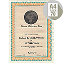 DECAdry A4 Orange/Turquoise Bordered Certificate Paper 115gsm Pack of 70 DECAdry A4 Orange/Turquoise Bordered Certificate Paper 115gsm Pack of 70