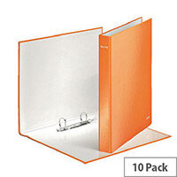Leitz WOW A4 Plus 25mm 2 D-Ring Binder Orange Pack of 10 42410044 Leitz WOW A4 Plus 25mm 2 D-Ring Binder Orange Pack of 10 42410044