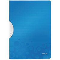 Leitz WOW A4 ColorClip Polypropylene File Blue Metallic Pack of 10 41850036 Leitz WOW A4 ColorClip Polypropylene File Blue Metallic Pack of 10 41850036