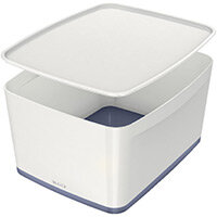 Leitz MyBox Large Storage Box With Lid White/Grey 52161001 Leitz MyBox Large Storage Box With Lid White/Grey 52161001