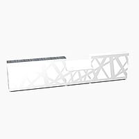 Zig Zag Modern Design Illuminated Solid Surface Straight White Reception Desk with Central Low Level Section W4800mmxD1180mmxH1146mm Zig Zag Modern Design Illuminated Solid Surface Straight White Reception Desk with Central Low Level Section W4800mmxD1180mmxH1146mm