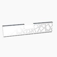 Zig Zag Modern Design Illuminated Solid Surface Straight White Reception Desk with Central Low Level Section W5400mmxD1180mmxH1146mm Zig Zag Modern Design Illuminated Solid Surface Straight White Reception Desk with Central Low Level Section W5400mmxD1180mmxH1146mm