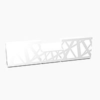 Zig Zag Modern Design Illuminated Solid Surface Straight White Reception Desk with Central Low Level Section W4200mmxD1180mmxH1146mm Zig Zag Modern Design Illuminated Solid Surface Straight White Reception Desk with Central Low Level Section W4200mmxD1180mmxH1146mm