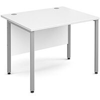 Maestro 25 SL straight desk 1000mm x 800mm - silver H-Frame, white top