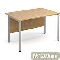 Maestro 25 SL straight desk 1200mm x 800mm - silver H-Frame, oak top