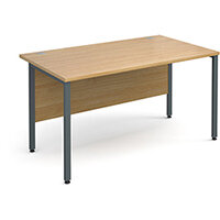 Maestro 25 GL straight desk 1400mm x 800mm - graphite H-Frame, oak top Maestro 25 GL straight desk 1400mm x 800mm - graphite H-Frame, oak top