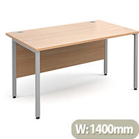 Maestro 25 SL straight desk 1400mm x 800mm - silver H-Frame, beech top