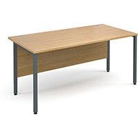 Maestro 25 GL straight desk 1600mm x 800mm - graphite H-Frame, oak top Maestro 25 GL straight desk 1600mm x 800mm - graphite H-Frame, oak top