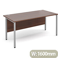 Maestro 25 SL straight desk 1600mm x 800mm - silver H-Frame, walnut top