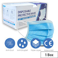 Disposable 3 Ply Protective Mask With Ear Loop Box of 50 Disposable 3 Ply Protective Mask With Ear Loop Box of 50