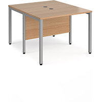 Maestro 25 Back To Back Straight Desks 1000Mm X 1200Mm - Silver Bench Leg Frame, Beech Top