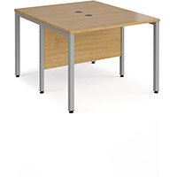 Maestro 25 Back To Back Straight Desks 1000Mm X 1200Mm - Silver Bench Leg Frame, Oak Top