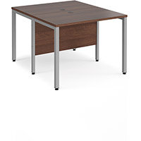 Maestro 25 Back To Back Straight Desks 1000Mm X 1200Mm - Silver Bench Leg Frame, Walnut Top