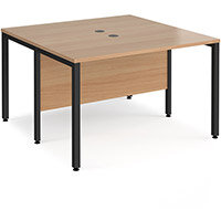 Maestro 25 Back To Back Straight Desks 1200Mm X 1200Mm - Black Bench Leg Frame, Beech Top