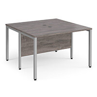 Maestro 25 Back To Back Straight Desks 1200mm x 1200mm - Silver Bench Leg Frame, Grey Oak Top