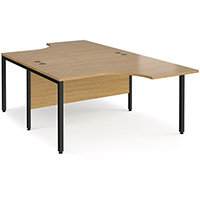 Maestro 25 Back To Back Ergonomic Desks 1400Mm Deep - Black Bench Leg Frame, Oak Top