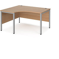 Maestro 25 Left Hand Ergonomic Desk 1400Mm Wide - Silver Bench Leg Frame, Beech Top