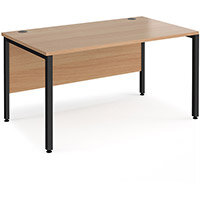 Maestro 25 Straight Desk 1400Mm X 800Mm - Black Bench Leg Frame, Beech Top