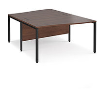 Maestro 25 Back To Back Wave Desks 1400Mm Deep - Black Bench Leg Frame, Walnut Top