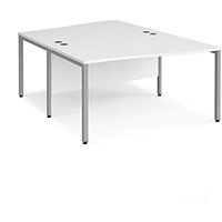 Maestro 25 Back To Back Wave Desks 1400Mm Deep - Silver Bench Leg Frame, White Top