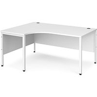 Maestro 25 Left Hand Ergonomic Desk 1600Mm Wide - White Bench Leg Frame, White Top