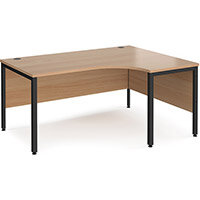 Maestro 25 Right Hand Ergonomic Desk 1600Mm Wide - Black Bench Leg Frame, Beech Top