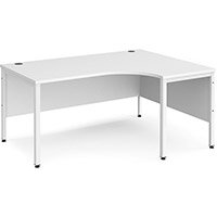 Maestro 25 Right Hand Ergonomic Desk 1600Mm Wide - White Bench Leg Frame, White Top