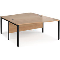 Maestro 25 Back To Back Wave Desks 1600Mm Deep - Black Bench Leg Frame, Beech Top