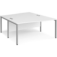 Maestro 25 Back To Back Wave Desks 1600Mm Deep - Silver Bench Leg Frame, White Top