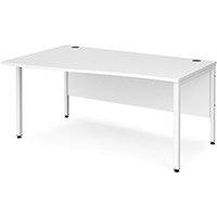 Maestro 25 Left Hand Wave Desk 1600Mm Wide - White Bench Leg Frame, White Top