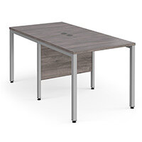 Maestro 25 Back To Back Straight Desks 800mm x 1600mm - Silver Bench Leg Frame, Grey Oak Top