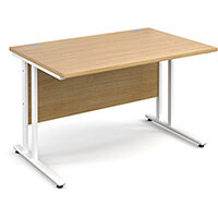 Maestro 25 WL straight desk 1200mm x 800mm - white cantilever frame, oak top