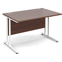 Maestro 25 WL straight desk 1200mm x 800mm - white cantilever frame, walnut top