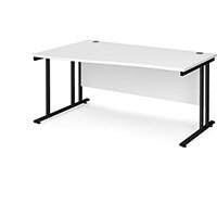 Maestro 25 Left Hand Wave Desk 1600Mm Wide - Black Cantilever Leg Frame, White Top