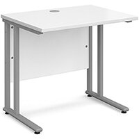 Maestro 25 SL straight desk 800mm x 600mm - silver cantilever frame, white top