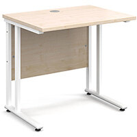 Maestro 25 WL straight desk 800mm x 600mm - white cantilever frame, maple top Maestro 25 WL straight desk 800mm x 600mm - white cantilever frame, maple top