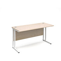 Maestro 25 WL straight desk 1400mm x 600mm - white cantilever frame, maple top Maestro 25 WL straight desk 1400mm x 600mm - white cantilever frame, maple top