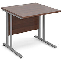 Maestro 25 SL straight desk 800mm x 800mm - silver cantilever frame, walnut top