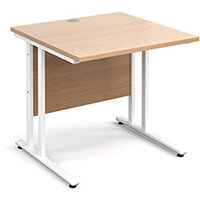 Maestro 25 WL straight desk 800mm x 800mm - white cantilever frame, beech top Maestro 25 WL straight desk 800mm x 800mm - white cantilever frame, beech top