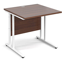 Maestro 25 WL straight desk 800mm x 800mm - white cantilever frame, walnut top