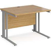 Maestro 25 Straight Desk 1000Mm X 800Mm - Silver Cable Managed Leg Frame, Oak Top