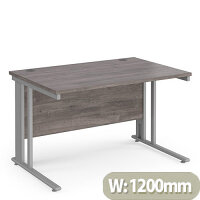 Maestro 25 Straight Desk 1200Mm X 800Mm - Silver Cable Managed Leg Frame, Grey Oak Top