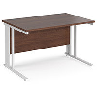 Maestro 25 Straight Desk 1200Mm X 800Mm - White Cable Managed Leg Frame, Walnut Top