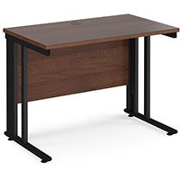 Maestro 25 Straight Desk 1000Mm X 600Mm - Black Cable Managed Leg Frame, Walnut Top