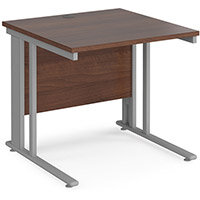 Maestro 25 Straight Desk 800Mm X 800Mm - Silver Cable Managed Leg Frame, Walnut Top