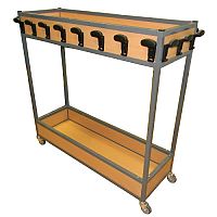 Mobile Coat Trolley with 24 Double Safety Hooks Lunch Box & Shoe Box Storage #ST Mobile Coat Trolley with 24 Double Safety Hooks Lunch Box & Shoe Box Storage #ST